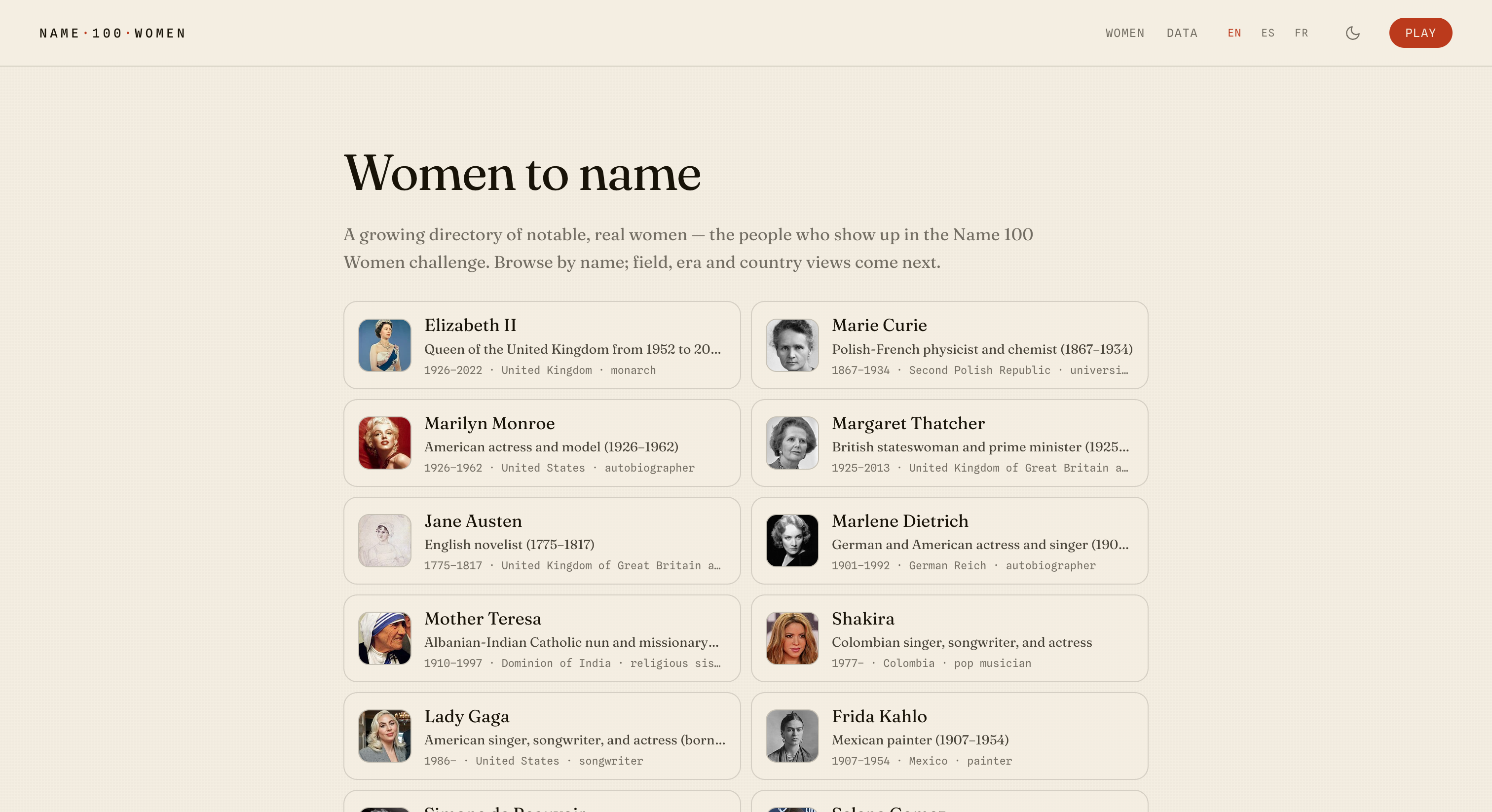 Name 100 Women thumbnail 3